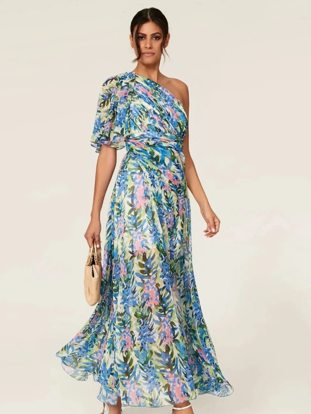 Floral One Shoulder Gown - Picture 5 of 5
